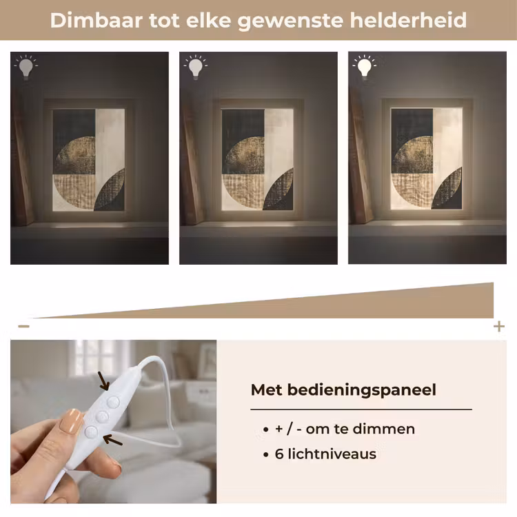Abstract - Geometrische vormen - Zwart - Goud Light Box met kabel (Tafellamp) klein -USP_dimbaarNL