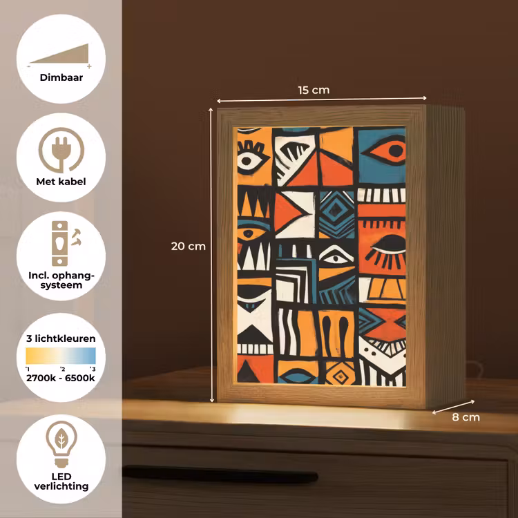 Abstract - Gezichten - Mozaïek Light Box met kabel (Tafellamp) klein -USP_NL