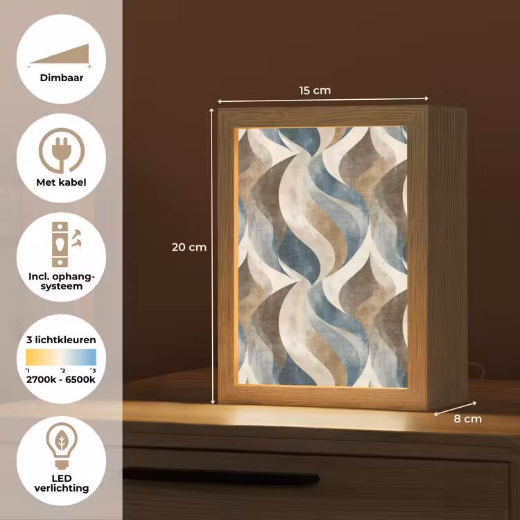 Abstract - Golven - Kleurrijk Light Box met kabel (Tafellamp) klein 925 -USP_NL