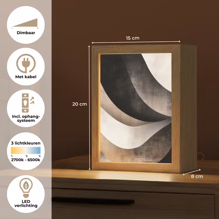 Abstract - Golven - Zwart - Verweerd Light Box met kabel (Tafellamp) klein -USP_NL