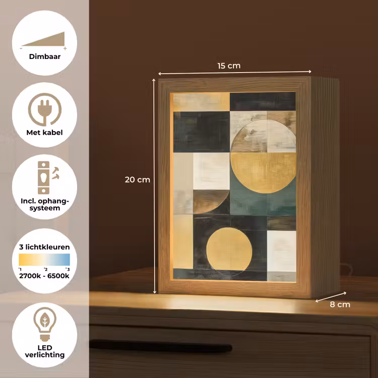 Abstract - Goud - Brons - Vormen - Geometrisch Light Box met kabel (Tafellamp) klein -USP_NL