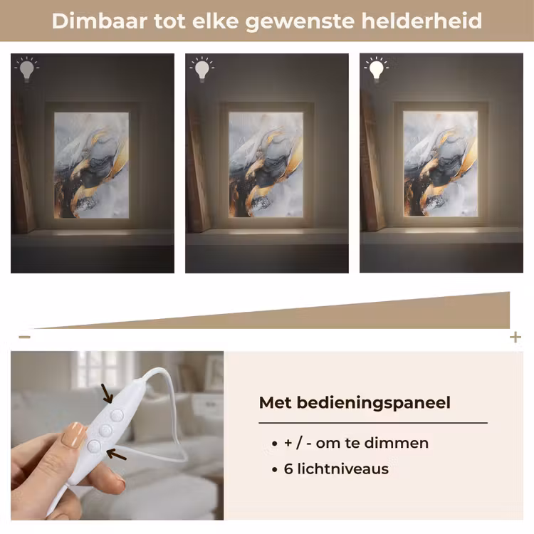 Abstract - Goud - Verf - Aesthetic - Art Light Box met kabel (Tafellamp) klein -USP_dimbaarNL