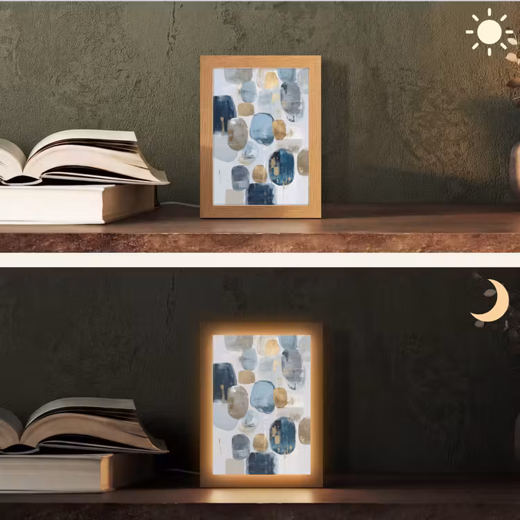 Abstract - Goud - Vormen Light Box met kabel (Tafellamp) klein -sfeer3