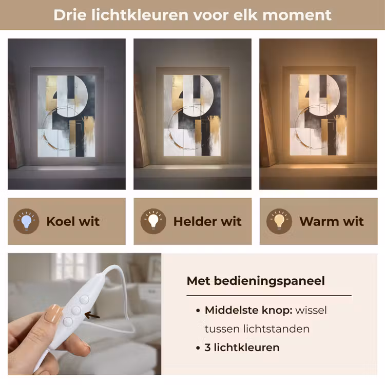 Abstract - Goud - Zilver - Vormen - Aesthetic Light Box met kabel (Tafellamp) klein -USP_lichtkleurNL