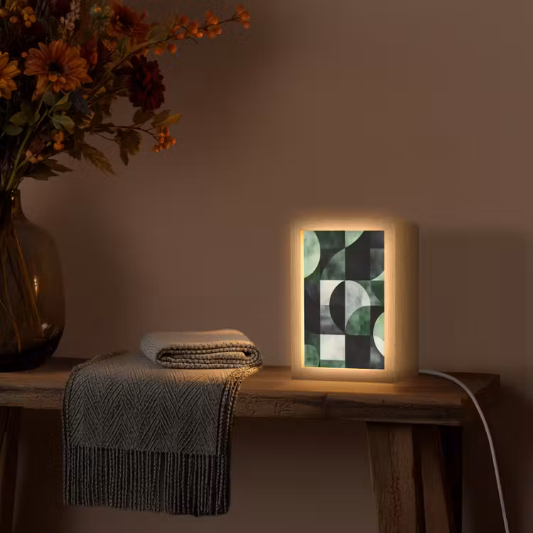 Abstract - Groen - Vormen Light Box met kabel (Tafellamp) klein -sfeer4