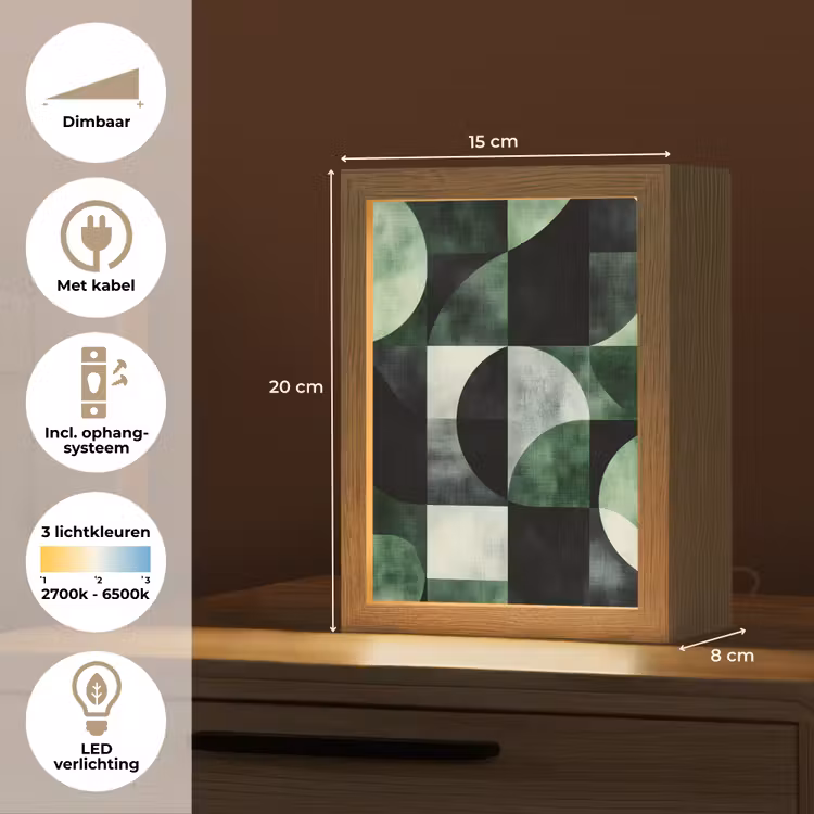 Abstract - Groen - Vormen Light Box met kabel (Tafellamp) klein -USP_NL