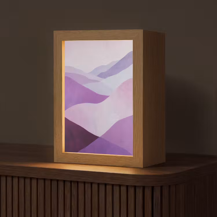 Abstract - Heuvels - Landschap - Paars Light Box met kabel (Tafellamp) klein -z3d_website