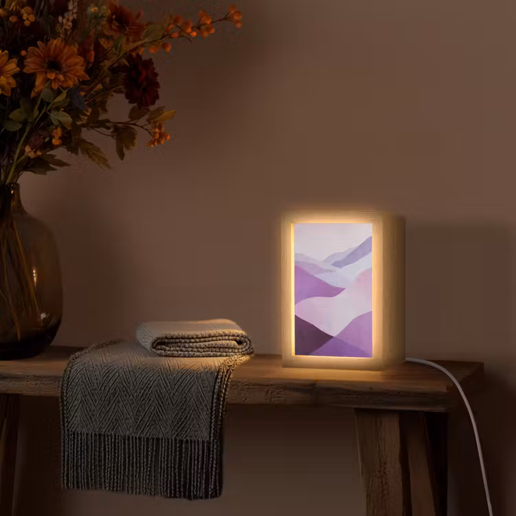 Abstract - Heuvels - Landschap - Paars Light Box met kabel (Tafellamp) klein -sfeer4