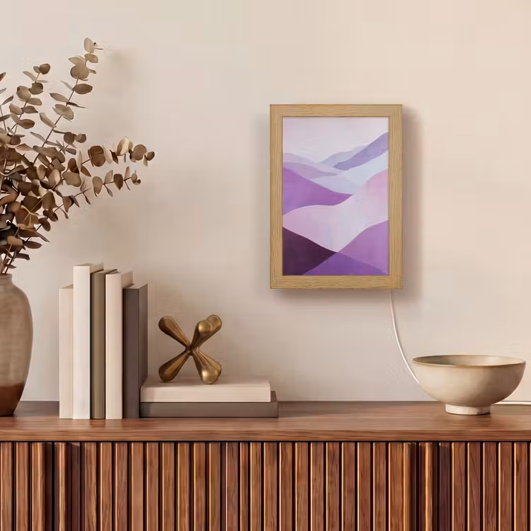 Abstract - Heuvels - Landschap - Paars Light Box met kabel (Tafellamp) klein -sfeer2