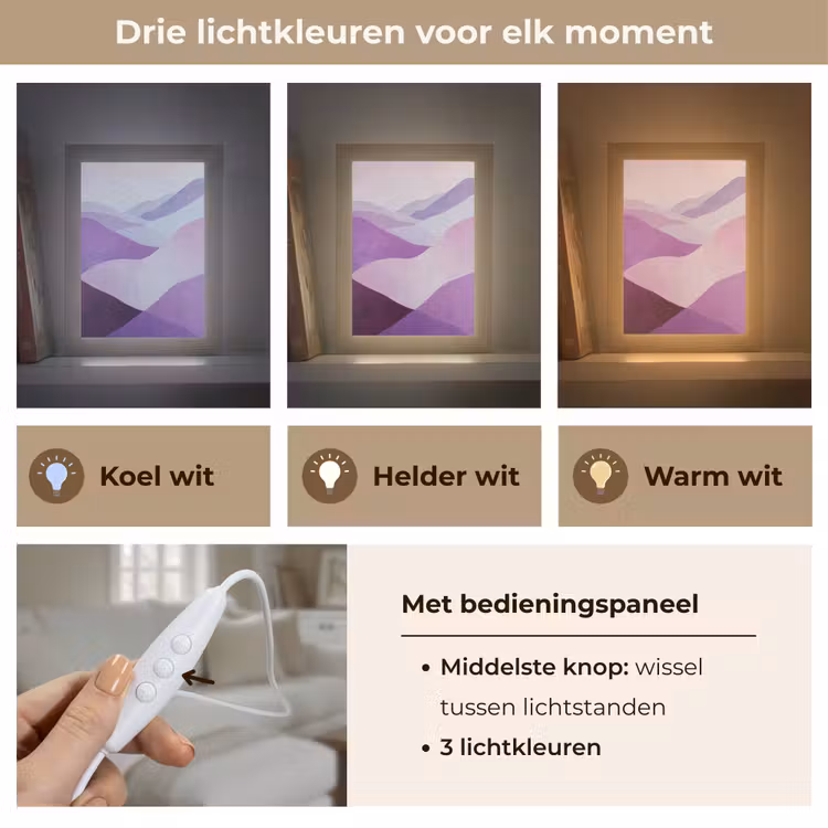 Abstract - Heuvels - Landschap - Paars Light Box met kabel (Tafellamp) klein -USP_lichtkleurNL