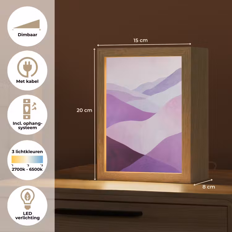 Abstract - Heuvels - Landschap - Paars Light Box met kabel (Tafellamp) klein -USP_NL