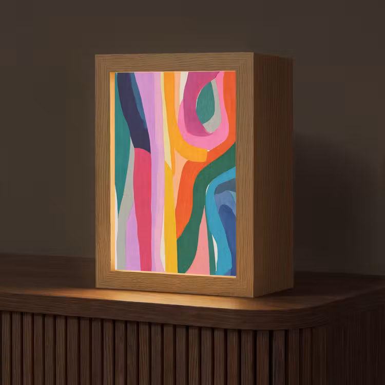 Abstract - Kleurrijk - Golven - Lijnen Light Box met kabel (Tafellamp) klein -z3d_website
