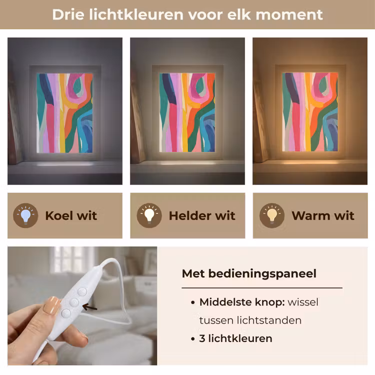 Abstract - Kleurrijk - Golven - Lijnen Light Box met kabel (Tafellamp) klein -USP_lichtkleurNL