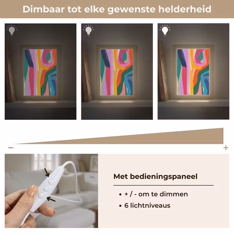 Abstract - Kleurrijk - Golven - Lijnen Light Box met kabel (Tafellamp) klein -USP_dimbaarNL