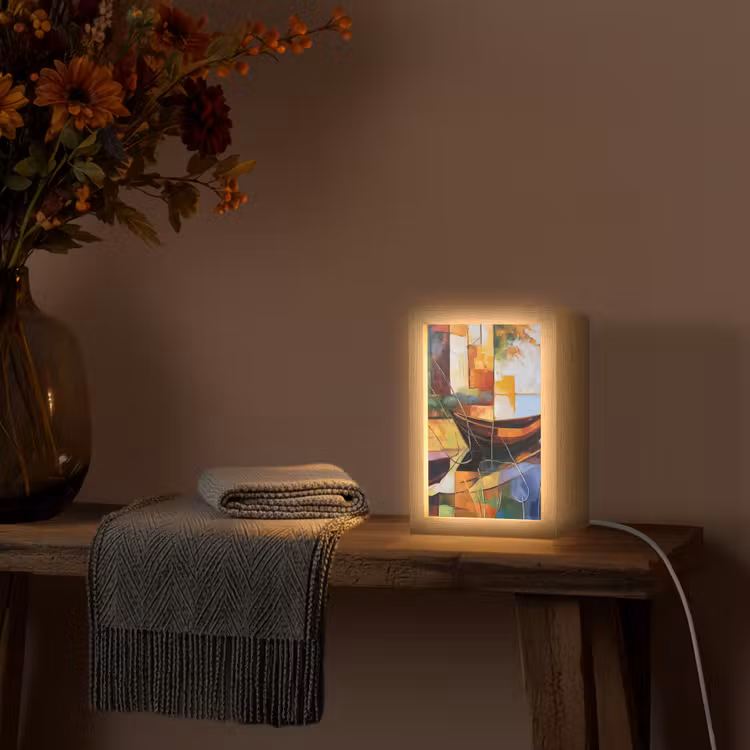 Abstract - Kunst - Boot - Kleuren Light Box met kabel (Tafellamp) klein -sfeer4