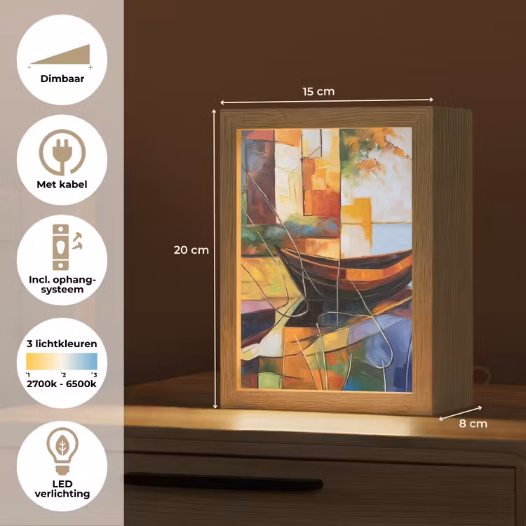 Abstract - Kunst - Boot - Kleuren Light Box met kabel (Tafellamp) klein -USP_NL