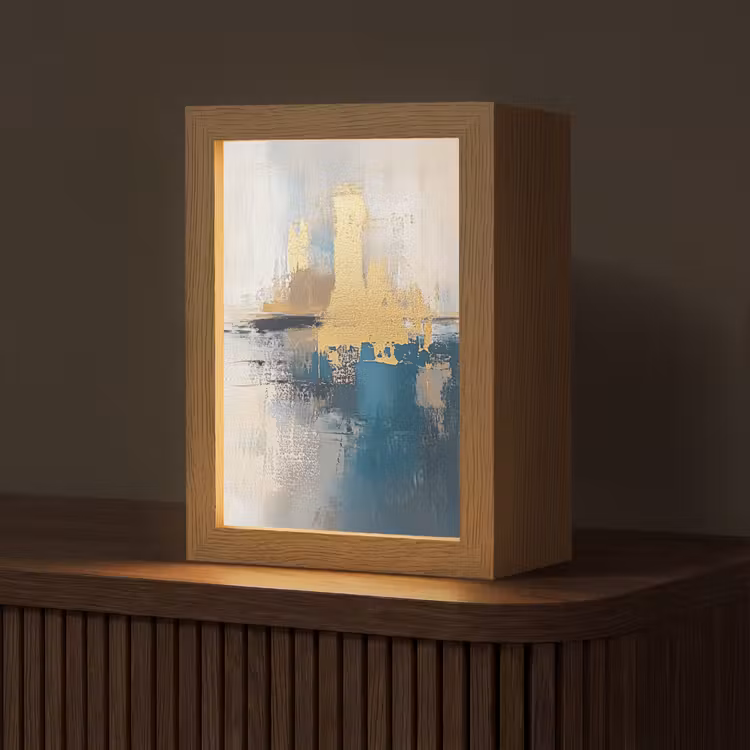 Abstract - Kunst - Goud Light Box met kabel (Tafellamp) klein -z3d_website