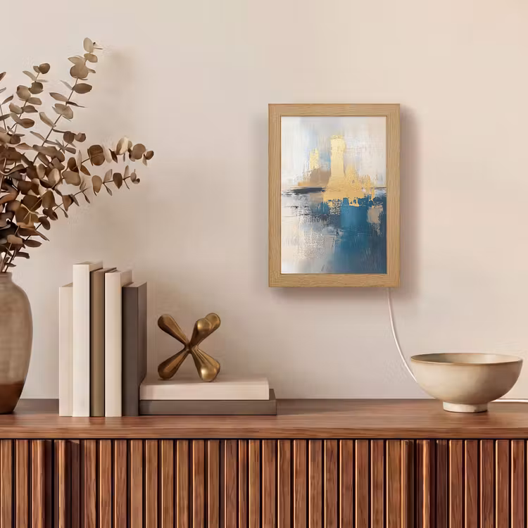 Abstract - Kunst - Goud Light Box met kabel (Tafellamp) klein -sfeer2