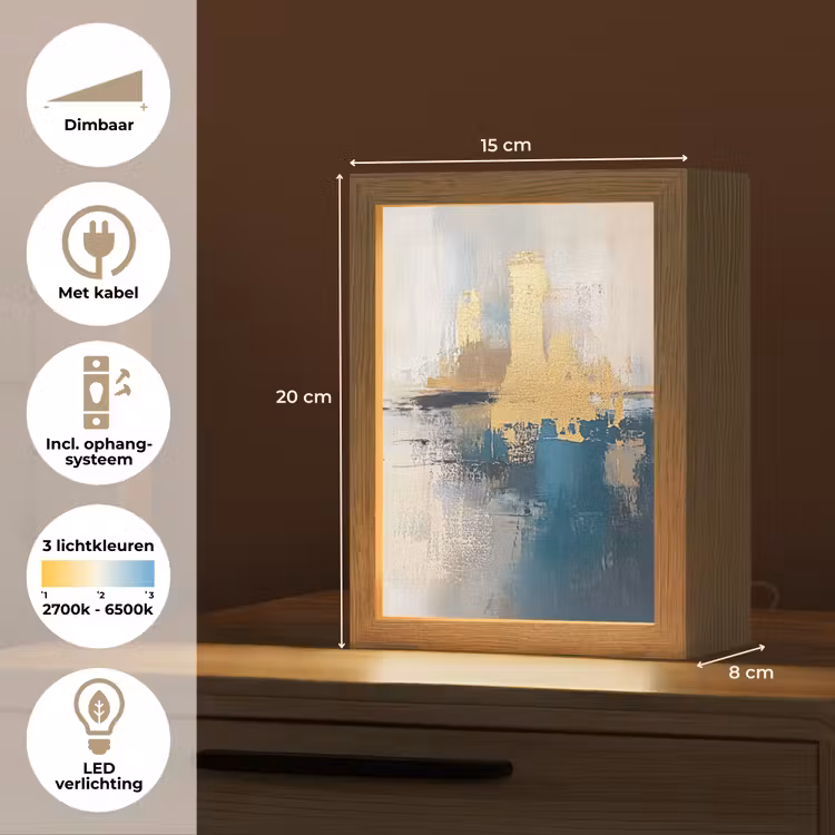 Abstract - Kunst - Goud Light Box met kabel (Tafellamp) klein -USP_NL