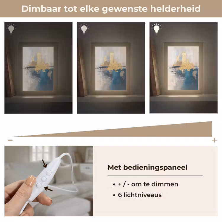 Abstract - Kunst - Goud Light Box met kabel (Tafellamp) klein -USP_dimbaarNL