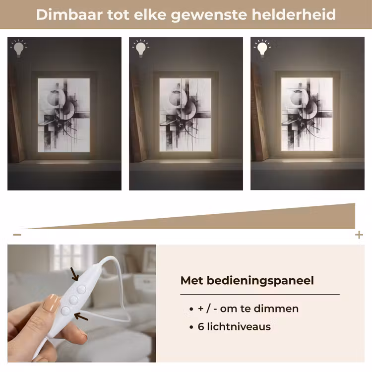 Abstract - Kunst - Modern - Zwart wit Light Box met kabel (Tafellamp) klein -USP_dimbaarNL