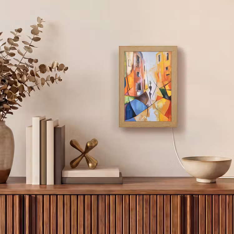 Abstract - Kunst - Schilderij - Kleuren Light Box met kabel (Tafellamp) klein -sfeer2