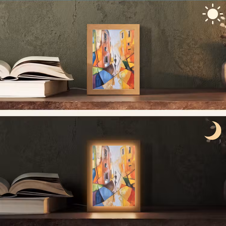 Abstract - Kunst - Schilderij - Kleuren Light Box met kabel (Tafellamp) klein -sfeer3