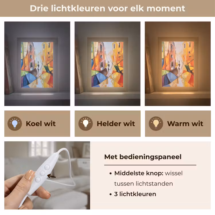 Abstract - Kunst - Schilderij - Kleuren Light Box met kabel (Tafellamp) klein -USP_lichtkleurNL