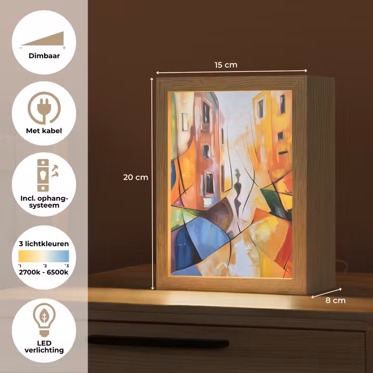 Abstract - Kunst - Schilderij - Kleuren Light Box met kabel (Tafellamp) klein -USP_NL