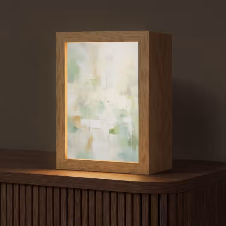 Abstract - Kunst - Wit - Groen - Modern Light Box met kabel (Tafellamp) klein -z3d_website