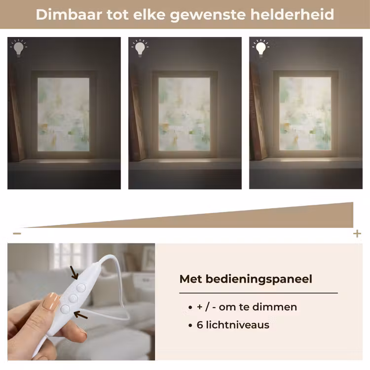Abstract - Kunst - Wit - Groen - Modern Light Box met kabel (Tafellamp) klein -USP_dimbaarNL