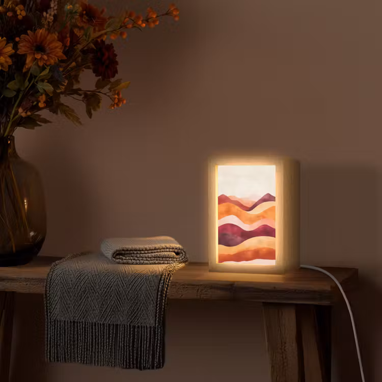 Abstract - Landschap - Golven Light Box met kabel (Tafellamp) klein -sfeer4