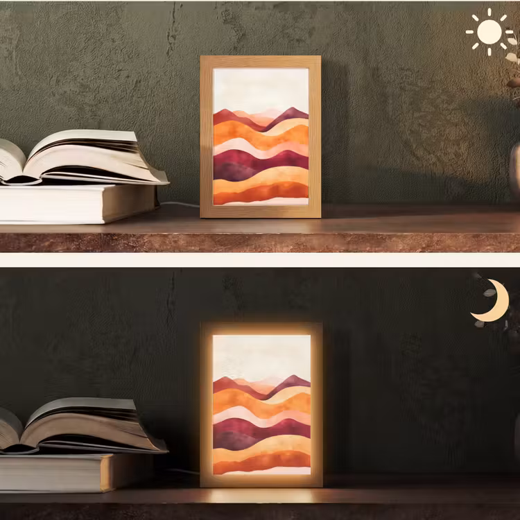 Abstract - Landschap - Golven Light Box met kabel (Tafellamp) klein -sfeer3