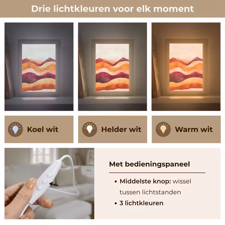 Abstract - Landschap - Golven Light Box met kabel (Tafellamp) klein -USP_lichtkleurNL