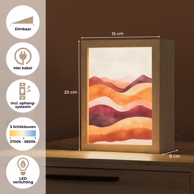 Abstract - Landschap - Golven Light Box met kabel (Tafellamp) klein -USP_NL