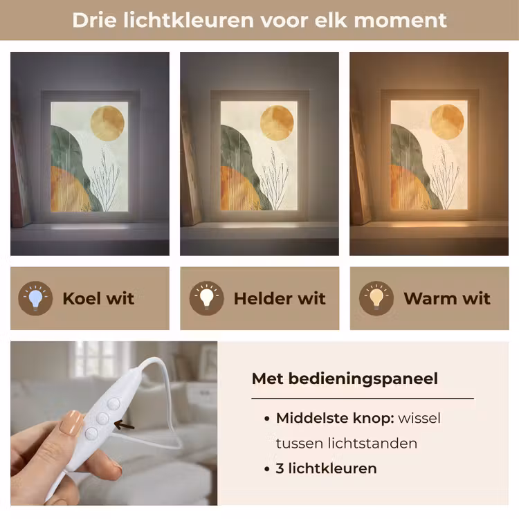 Abstract - Landschap - Zon - Kunst Light Box met kabel (Tafellamp) klein -USP_lichtkleurNL