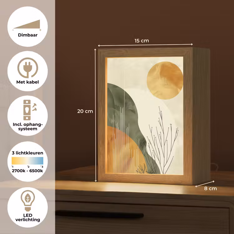 Abstract - Landschap - Zon - Kunst Light Box met kabel (Tafellamp) klein -USP_NL