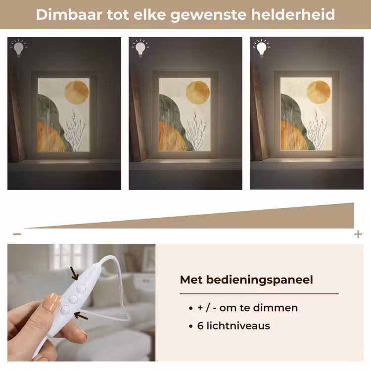 Abstract - Landschap - Zon - Kunst Light Box met kabel (Tafellamp) klein -USP_dimbaarNL
