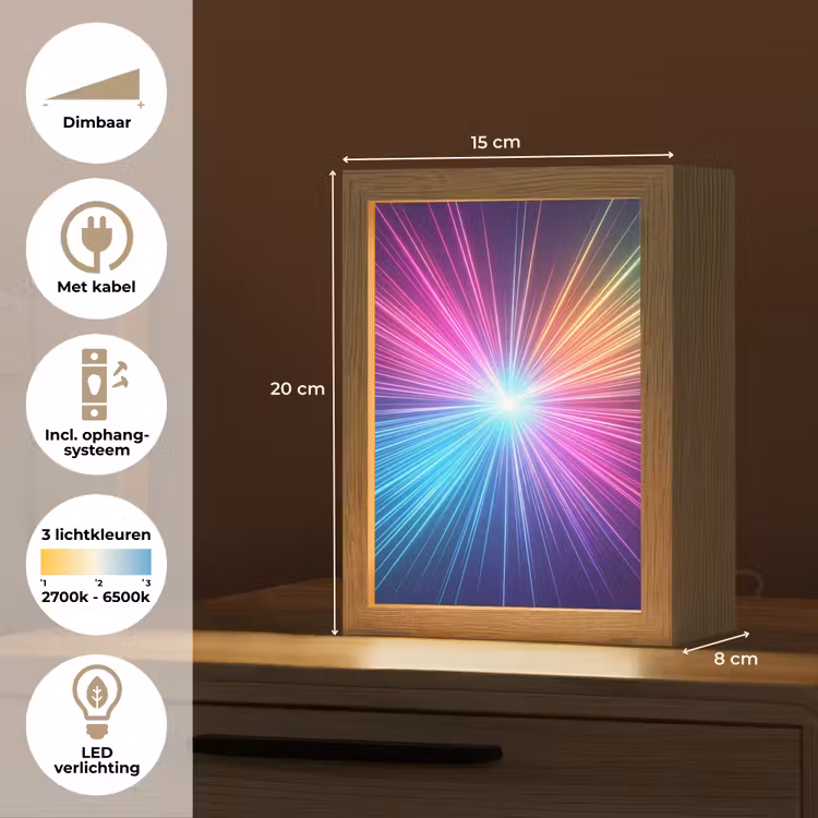 Abstract - Light - Burst - Modern - Colorful Light Box met kabel (Tafellamp) klein -USP_NL
