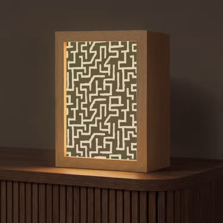 Abstract - Lijnen - Groen Light Box met kabel (Tafellamp) klein 925 -z3d_website