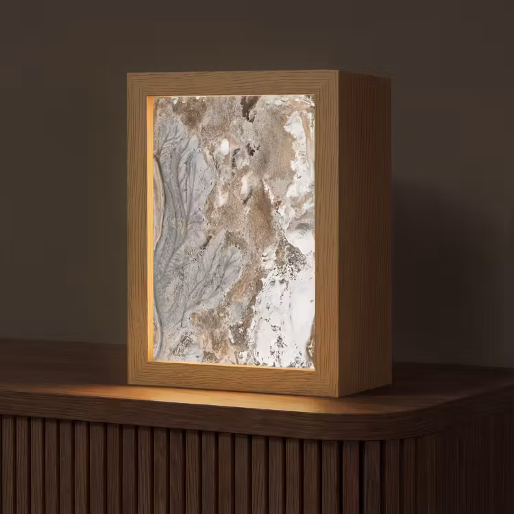 Abstract - Marmer - Wit - Bruin - Marmerlook Light Box met kabel (Tafellamp) klein -z3d_website