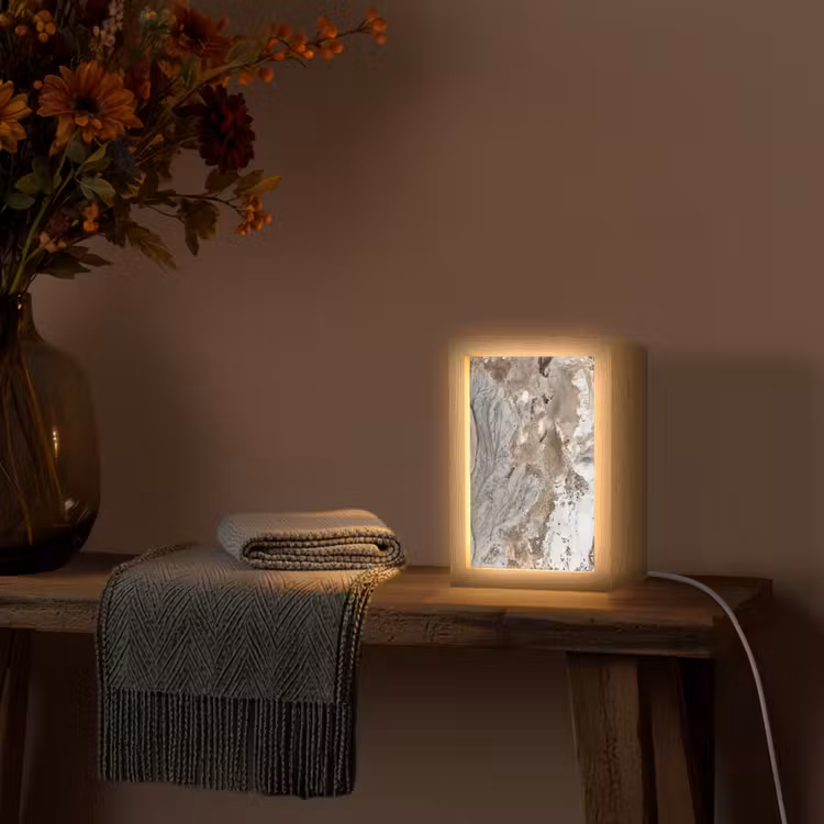 Abstract - Marmer - Wit - Bruin - Marmerlook Light Box met kabel (Tafellamp) klein -sfeer4