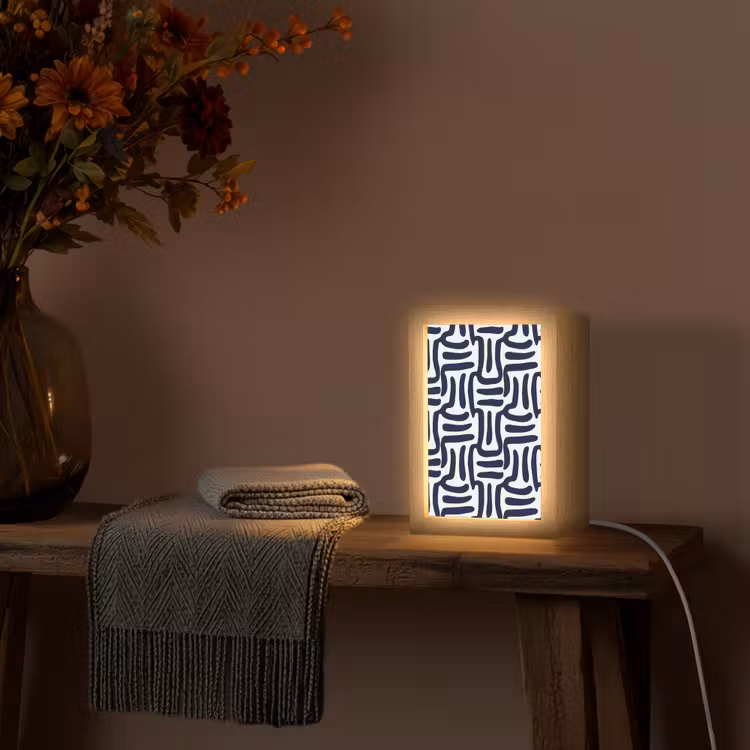 Abstract - Modern - Blauw Light Box met kabel (Tafellamp) klein 925 -sfeer4
