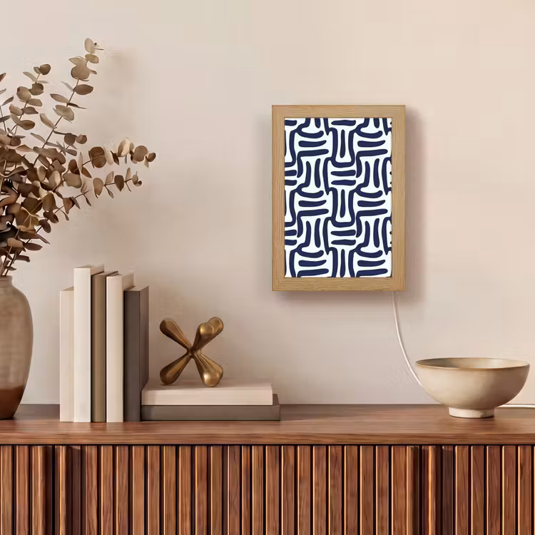 Abstract - Modern - Blauw Light Box met kabel (Tafellamp) klein 925 -sfeer2