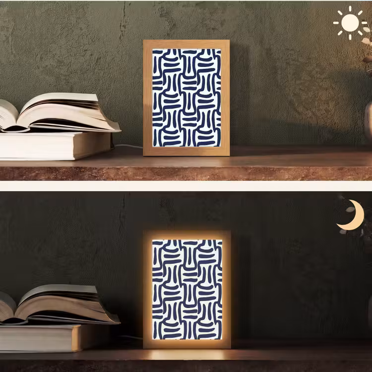 Abstract - Modern - Blauw Light Box met kabel (Tafellamp) klein 925 -sfeer3
