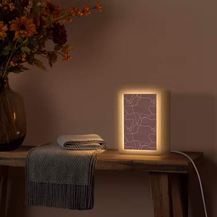 Abstract - Modern - Bruin Light Box met kabel (Tafellamp) klein 925 -sfeer4