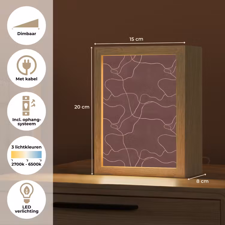 Abstract - Modern - Bruin Light Box met kabel (Tafellamp) klein 925 -USP_NL