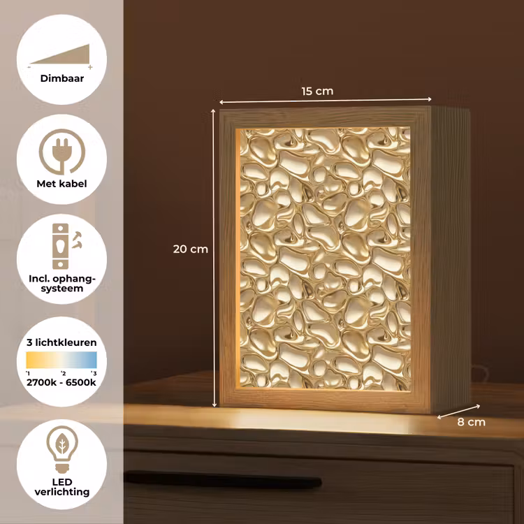 Abstract - Modern - Goud Light Box met kabel (Tafellamp) klein 925 -USP_NL