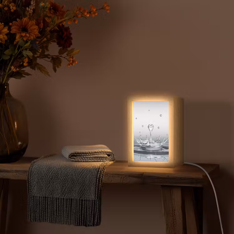 Abstract - Modern - Water - Hart Light Box met kabel (Tafellamp) klein -sfeer4