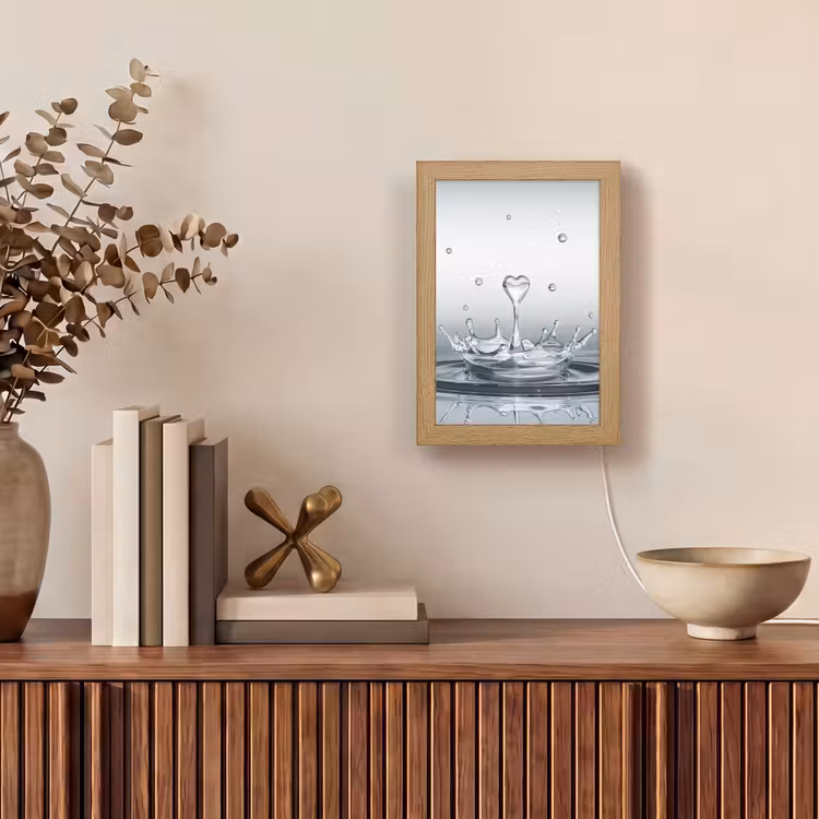 Abstract - Modern - Water - Hart Light Box met kabel (Tafellamp) klein -sfeer2